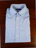 25/0487 gieves & hawkes savile row blue green stripe cotton shirt collar 16.5