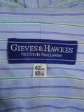 25/0483 gieves & hawkes savile row blue green stripe cotton shirt collar 16.5