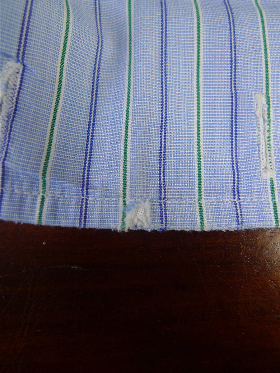 25/0483 gieves & hawkes savile row blue green stripe cotton shirt collar 16.5