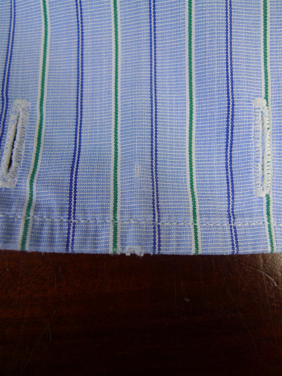 25/0483 gieves & hawkes savile row blue green stripe cotton shirt collar 16.5