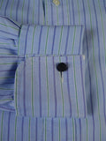 25/0483 gieves & hawkes savile row blue green stripe cotton shirt collar 16.5