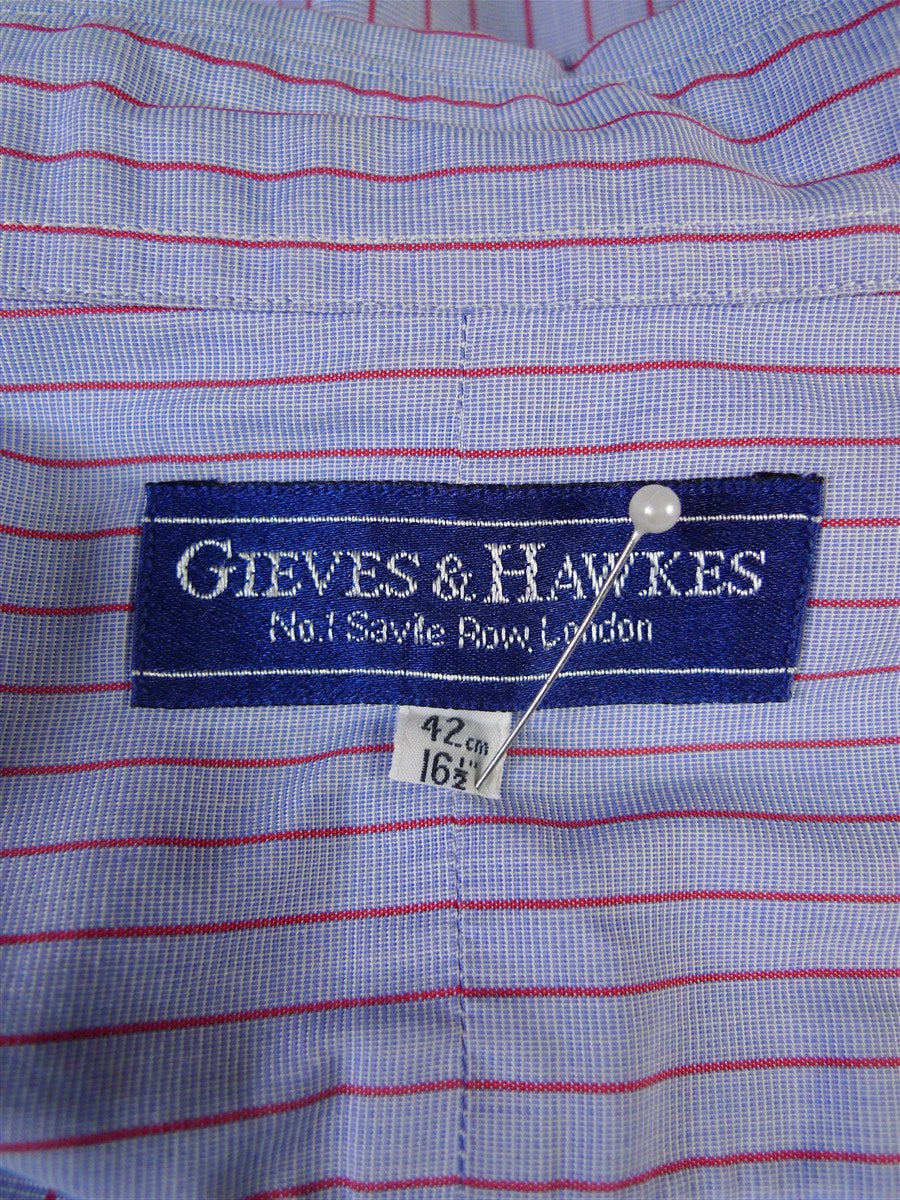 25/0486 gieves & hawkes savile row blue red stripe cotton shirt collar 16.5