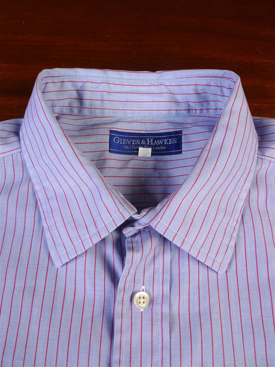 25/0486 gieves & hawkes savile row blue red stripe cotton shirt collar 16.5
