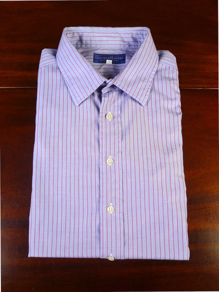 25/0486 gieves & hawkes savile row blue red stripe cotton shirt collar 16.5