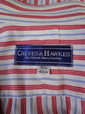 25/0489 gieves & hawkes savile row red blue  stripe cotton shirt collar 16.5