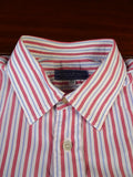 25/0489 gieves & hawkes savile row red blue  stripe cotton shirt collar 16.5