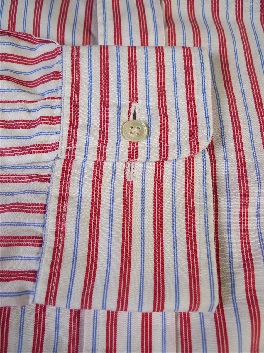 25/0489 gieves & hawkes savile row red blue  stripe cotton shirt collar 16.5