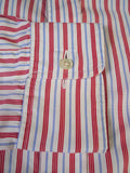 25/0489 gieves & hawkes savile row red blue  stripe cotton shirt collar 16.5