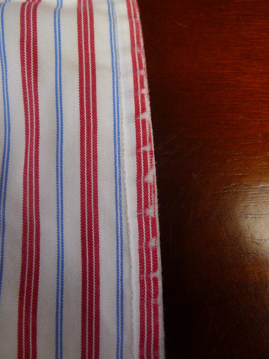 25/0489 gieves & hawkes savile row red blue  stripe cotton shirt collar 16.5