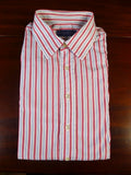 25/0489 gieves & hawkes savile row red blue  stripe cotton shirt collar 16.5