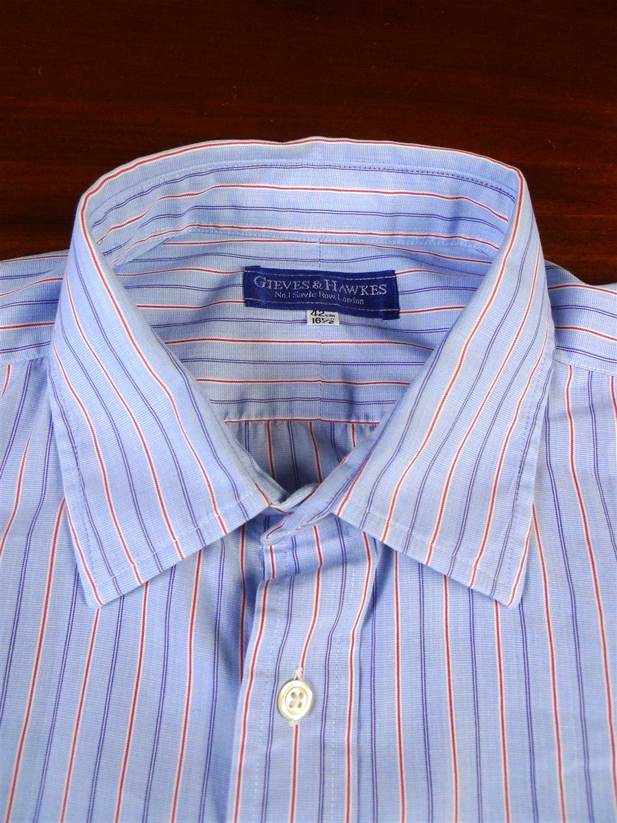 25/0537 gieves & hawkes savile row blue red stripe cotton shirt 16.5