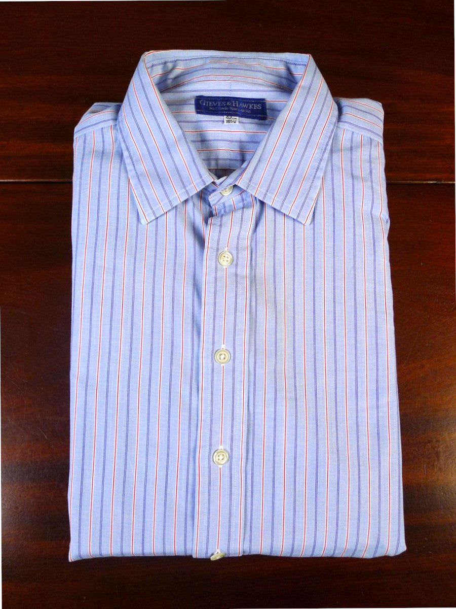 25/0537 gieves & hawkes savile row blue red stripe cotton shirt 16.5