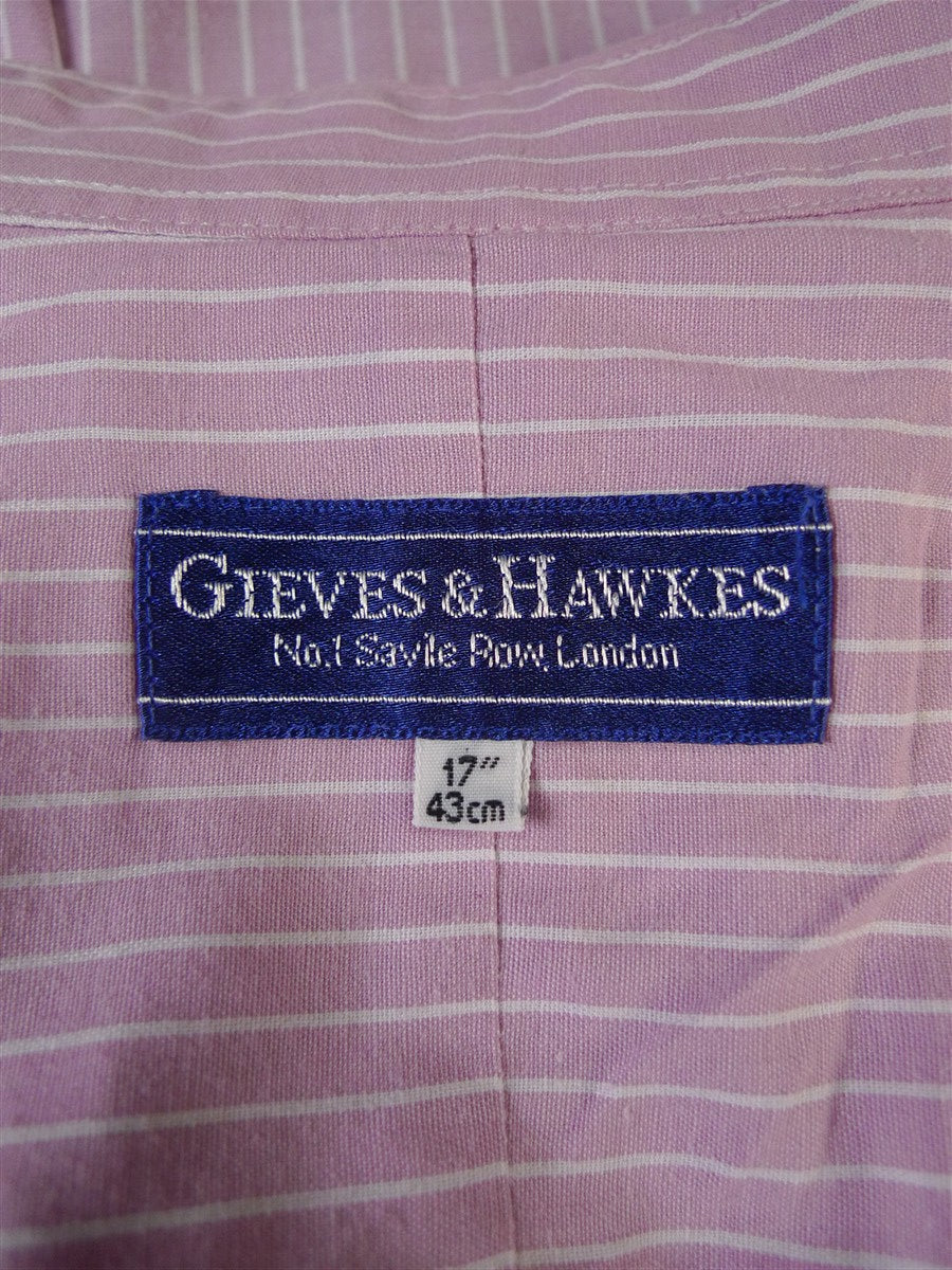 25/0538 gieves & hawkes savile row pink red stripe cotton shirt 17