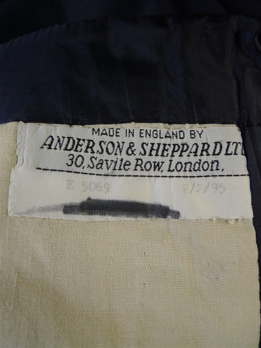25/0827 anderson & sheppard savile row navy blue suit for restoration 46 long