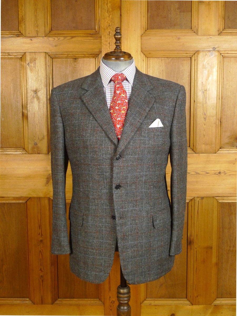 25/0465 immaculate vinnci london grey / red & blue wp check tweed sports jacket 44 regular
