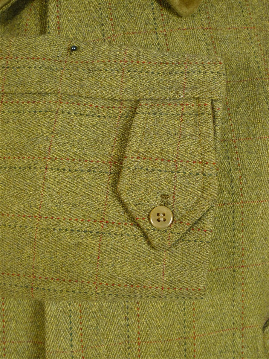 25/0536 vintage invertere heavyweight green / red wp check tweed shooting jacket field coat 42