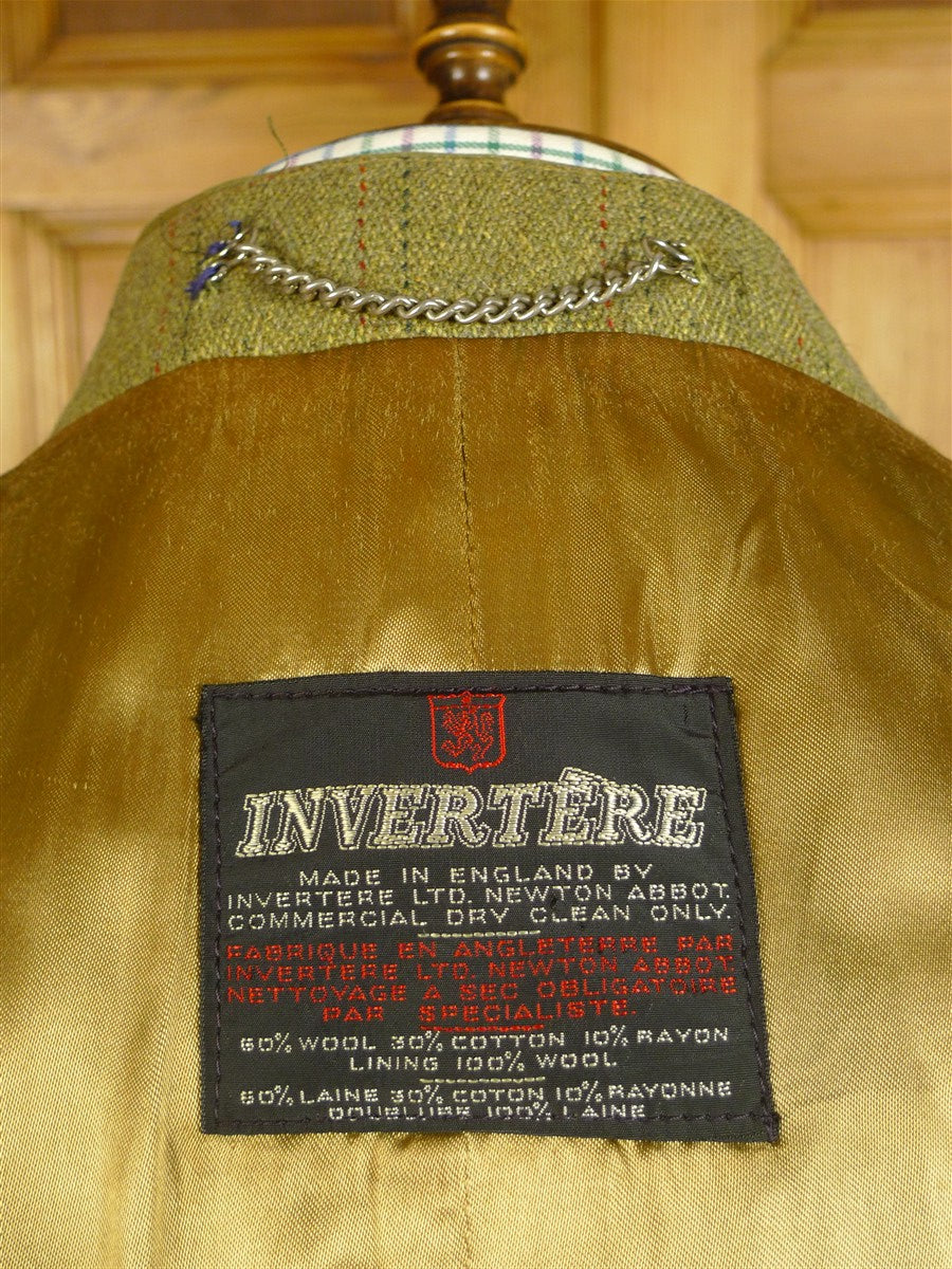 25/0536 vintage invertere heavyweight green / red wp check tweed shooting jacket field coat 42