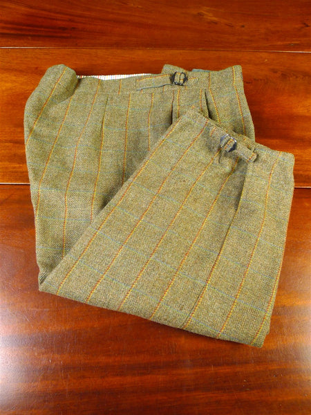25/0503 vintage aspers london green wp check tweed shooting breeches breeks 38