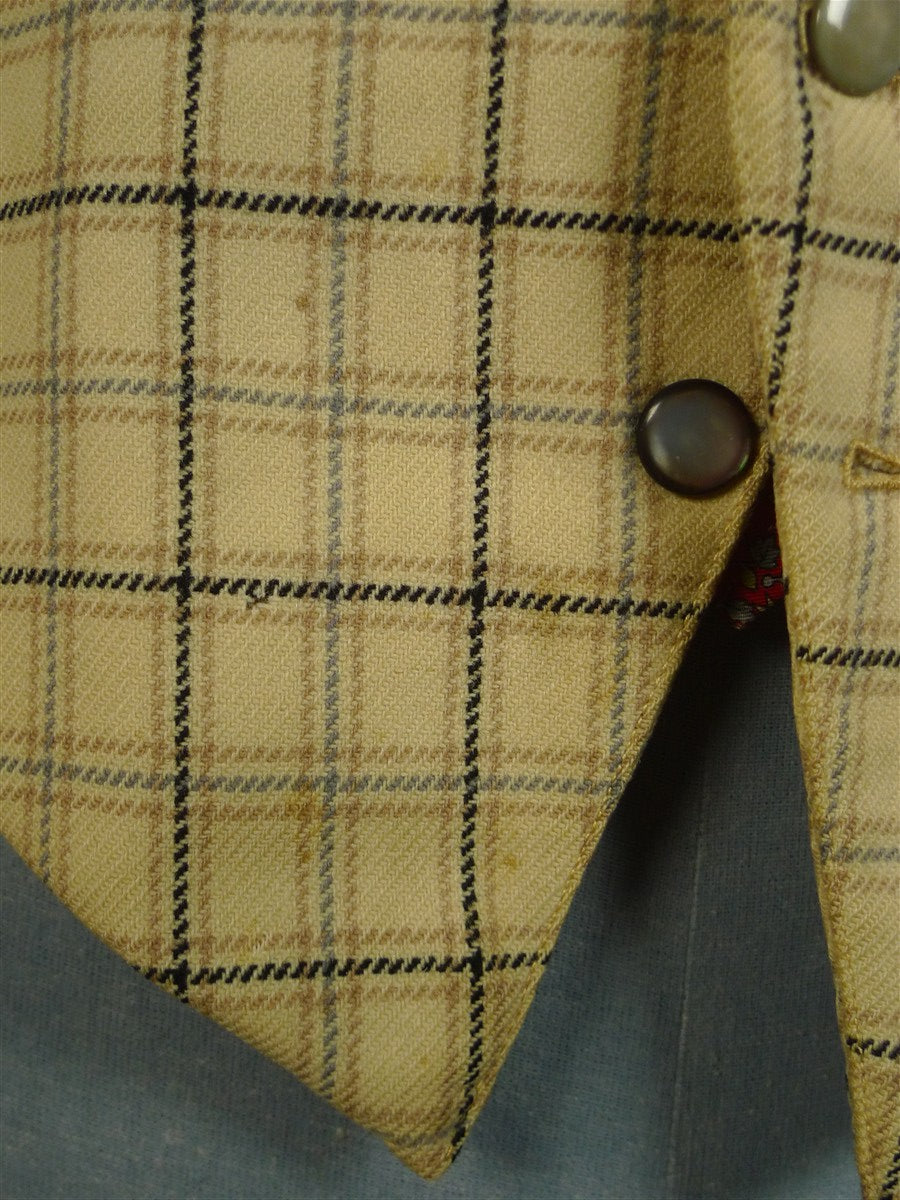 25/0518 wonderful 1930s 1940s vintage tattersall check wool country waistcoat 39