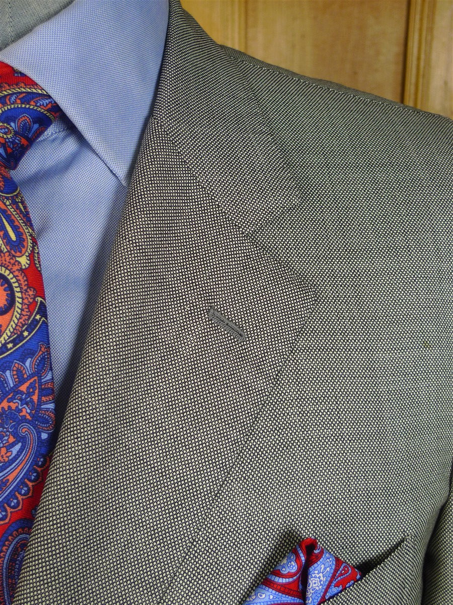 25/0569 vincci london italian wool grey birds-eye weave suit 44 long