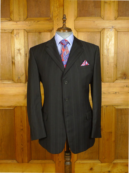 25/0585 immaculate versace black tram-stripe luxury wool blazer 46 long