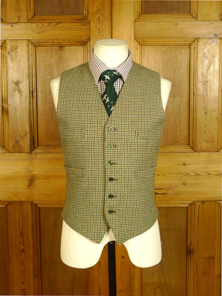 25/0579 immaculate vintage bespoke tailored john g hardy gun check alsport cloth tweed waistcoat 36-37 regular