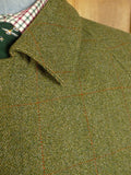 25/0627 exceptional john g hardy green / amber wp check tweed field coat overcoat 42 regular