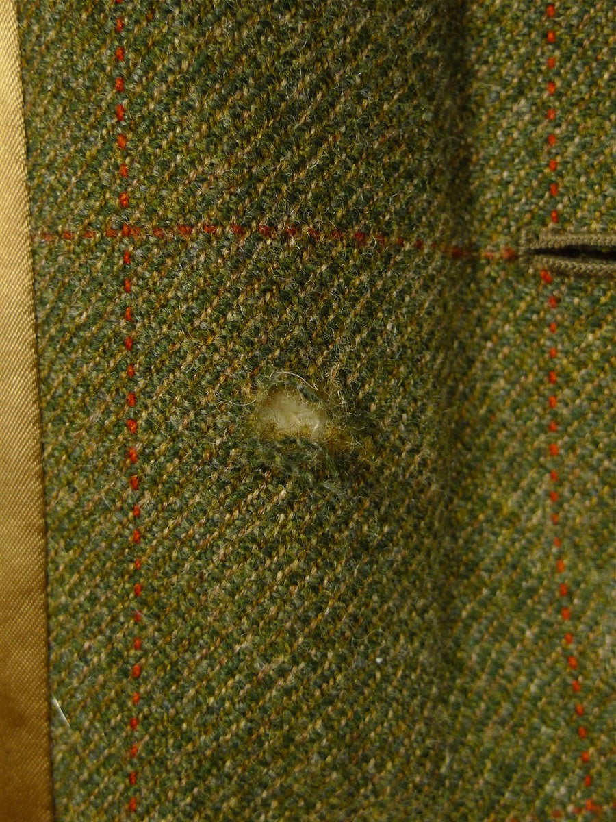 25/0627 exceptional john g hardy green / amber wp check tweed field coat overcoat 42 regular