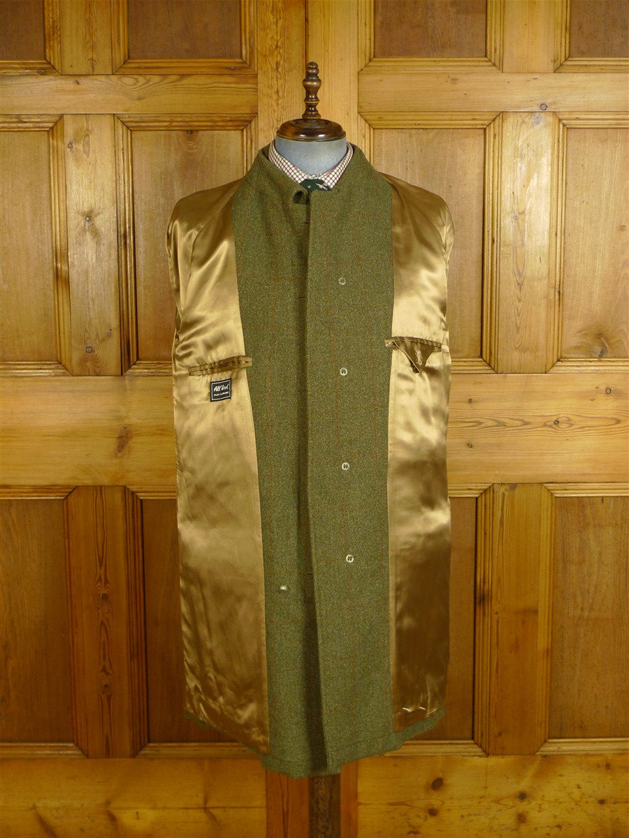 25/0627 exceptional john g hardy green / amber wp check tweed field coat overcoat 42 regular