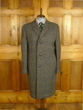 25/0628 immaculate vintage extra-heavy crombie herringbone tweed raglan coat overcoat w/ tartan backing 42-43