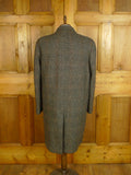 25/0628 immaculate vintage extra-heavy crombie herringbone tweed raglan coat overcoat w/ tartan backing 42-43