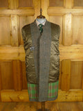 25/0628 immaculate vintage extra-heavy crombie herringbone tweed raglan coat overcoat w/ tartan backing 42-43