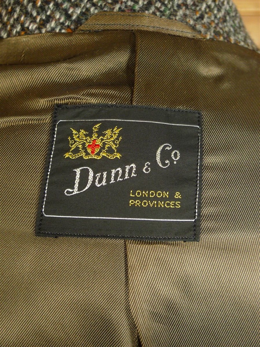 25/0628 immaculate vintage extra-heavy crombie herringbone tweed raglan coat overcoat w/ tartan backing 42-43