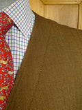 25/0638 bespoke tailored brown herringbone tweed shooting vest waistcoat gilet 50 long