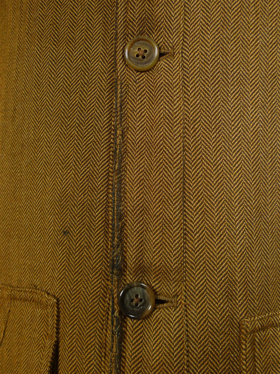 25/0638 bespoke tailored brown herringbone tweed shooting vest waistcoat gilet 50 long