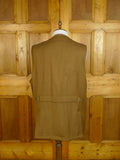25/0638 bespoke tailored brown herringbone tweed shooting vest waistcoat gilet 50 long