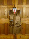 25/0638 bespoke tailored brown herringbone tweed shooting vest waistcoat gilet 50 long