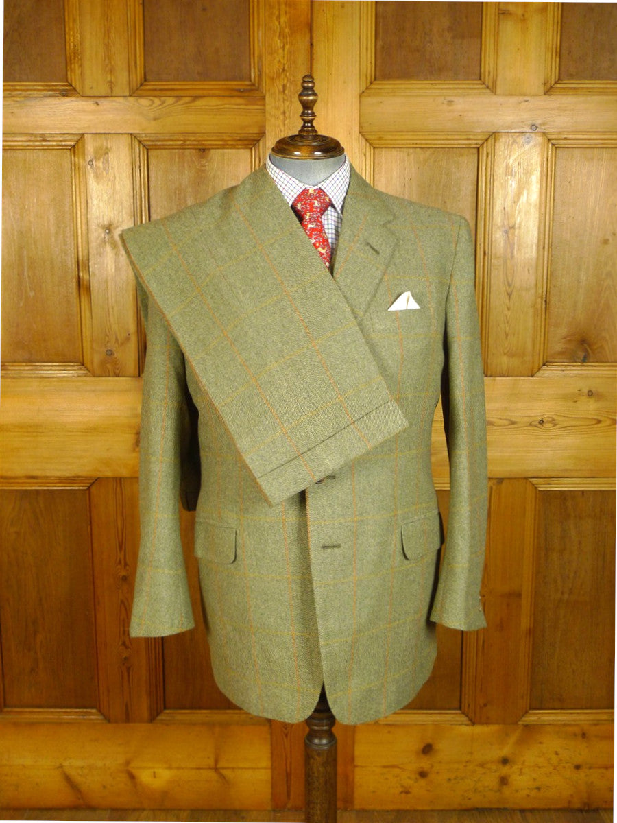 25/0651 exceptional 1997 redmayne cumbria bespoke heavyweight green wp check tweed suit 43 regular