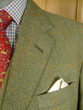 25/0651 exceptional 1997 redmayne cumbria bespoke heavyweight green wp check tweed suit 43 regular