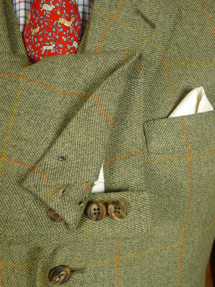 25/0651 exceptional 1997 redmayne cumbria bespoke heavyweight green wp check tweed suit 43 regular