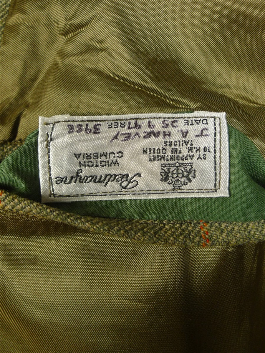 25/0651 exceptional 1997 redmayne cumbria bespoke heavyweight green wp check tweed suit 43 regular