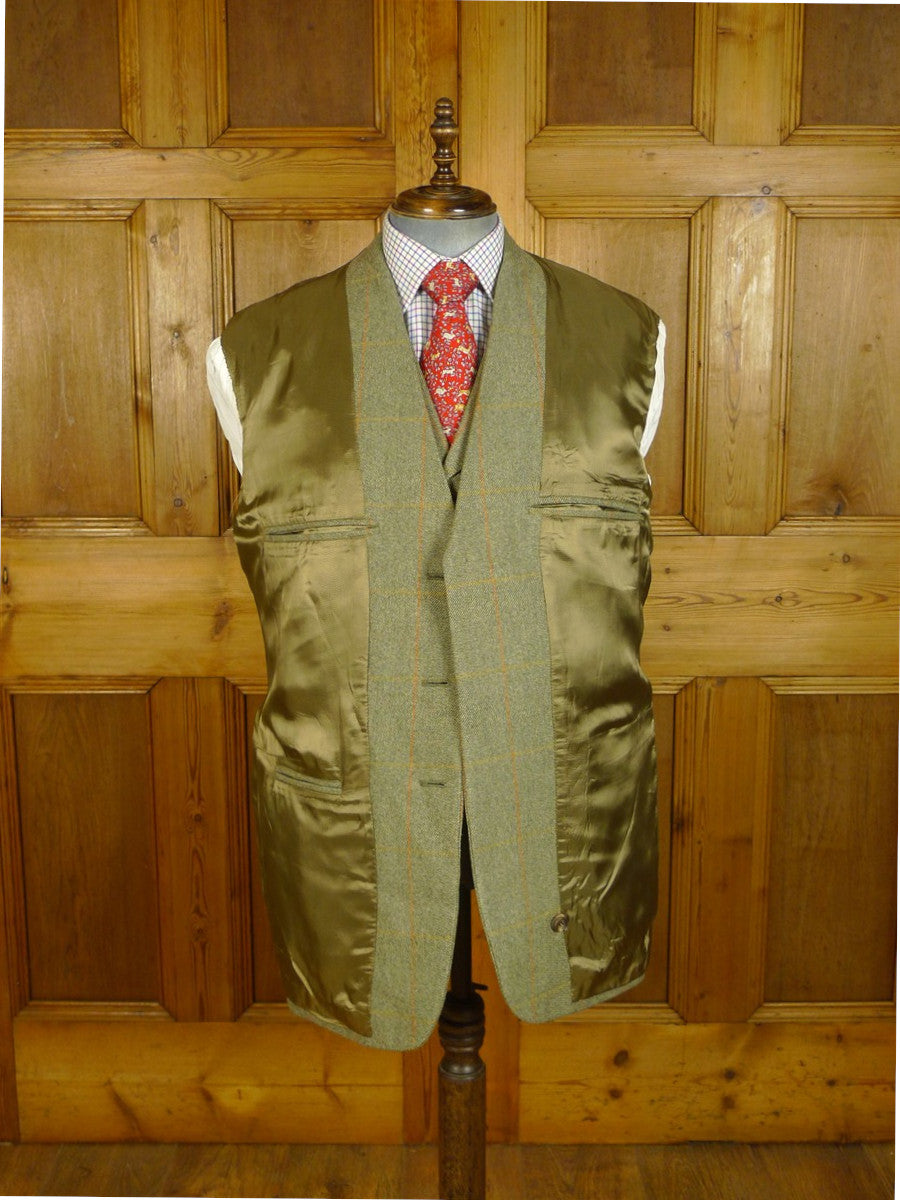 25/0651 exceptional 1997 redmayne cumbria bespoke heavyweight green wp check tweed suit 43 regular