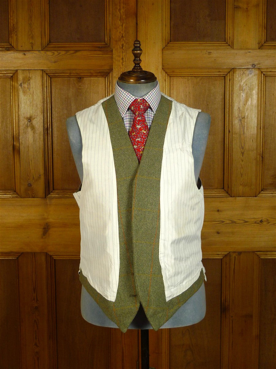 25/0651 exceptional 1997 redmayne cumbria bespoke heavyweight green wp check tweed suit 43 regular