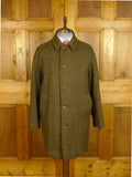 25/0655 immaculate vintage invertere green tweed raglan coat overcoat w/ alpaca pile lining 42-44