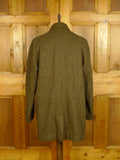 25/0655 immaculate vintage invertere green tweed raglan coat overcoat w/ alpaca pile lining 42-44