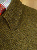 25/0655 immaculate vintage invertere green tweed raglan coat overcoat w/ alpaca pile lining 42-44