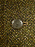 25/0655 immaculate vintage invertere green tweed raglan coat overcoat w/ alpaca pile lining 42-44