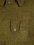 25/0655 immaculate vintage invertere green tweed raglan coat overcoat w/ alpaca pile lining 42-44