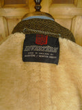 25/0655 immaculate vintage invertere green tweed raglan coat overcoat w/ alpaca pile lining 42-44
