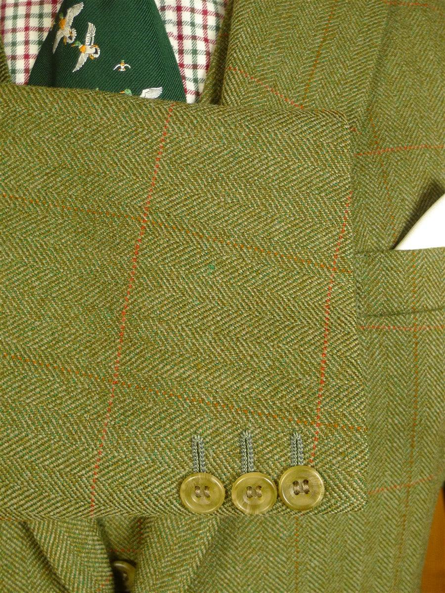 25/0697 exceptional bespoke tailor made john g hardy alsport cloth green wp check 3-piece tweed suit w/ paisley linings 40 short to regular